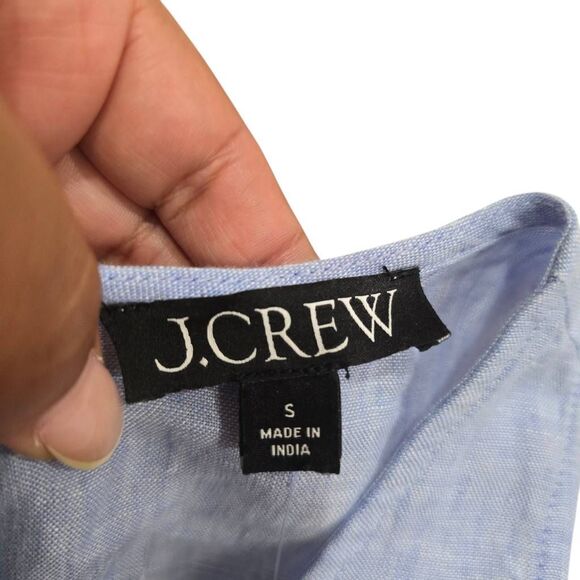 J.Crew Maxine Button-Back Shift Dress Women's Small Blue Linen Sleeveless NWT - Picture 6 of 9